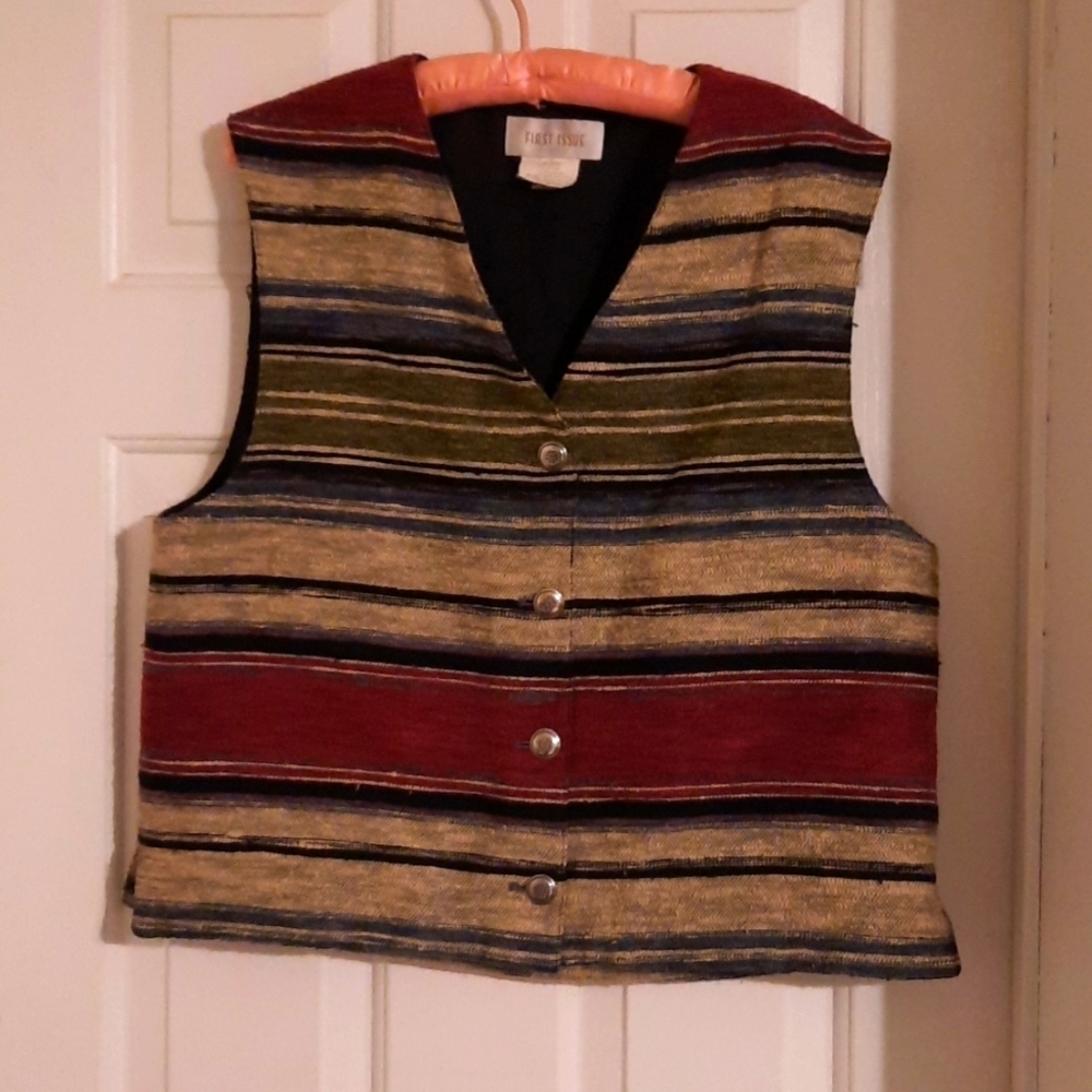 Cotton blend 90's vintage Vest sx large - Picture 1 of 7